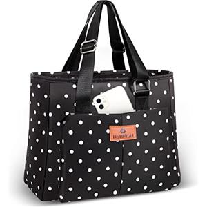 HSHRISH Borse per il pranzo da donna, isolate per il pranzo, 12 l, borsa termica riutilizzabile impermeabile, a prova di perdite, all'aperto, punti neri e bianchi