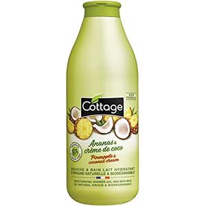 Cottage Gel doccia idratante e latte da bagno - 97% ingredienti naturali, pH neutro, dermatologicamente testato, bagnoschiuma idratante con fragranza di crema all'ananas e cocco, nutriente per la