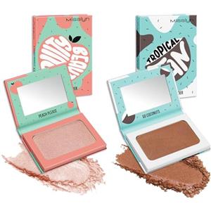 Misslyn Set 2 Palette Blush Trucco da Donna con Specchietto, Fard Volumizzante e Idratante per Contouring Viso