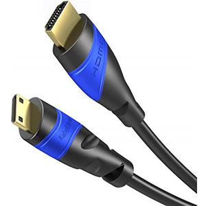 KabelDirekt - Cavo Mini-HDMI, Struttura infrangibile - 2 m (da HDMI a Mini-HDMI, bidirezionale, 4K@60Hz per Ultra HD, High Speed con Ethernet, per Tablet/Fotocamere/videocamere, Nero)