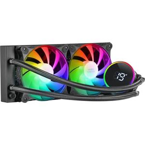 Mars Gaming ML-LCD240, Raffreddato a Liquido AIO, TDP 500W, 2x Ventole ARGB 120mm FDB, Display LCD con Monitoraggio della Temperatura, Pompa Opti-Chamber 3rd Gen, Multisocket Universale, Nero