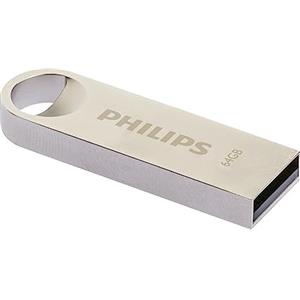Philips Moon Edition High Speed 2.0 - Unità flash USB 64 GB per PC, laptop, computer e data storage, velocità di lettura fino a 20 MB/s, in alluminio, portachiavi
