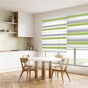 Blindecor Lira tenda a rullo giorno e notte, tricolore gris, pistacho, Bianco, 100 x 180 cm (Larghezza x Altezza) | Dimensioni del tessuto 97 x 175 cm. Eleganti tende giorno e notte