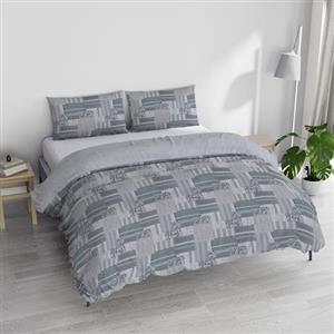 Italian Bed Linen Parure copripiumino ATHENA con sacco e federe stampati, LUCY AZZURRO, Matrimoniale