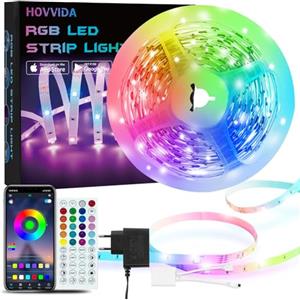 HOVVIDA Striscia LED 5M, 30 LED/Metro, APP e Telecomando, 150 LED, 24V RGB LED, Modalità Musica, Modalità Temporizzazione, LED per Camera, Soggiorno, Cucina, Camera da Letto, Bar, Festa