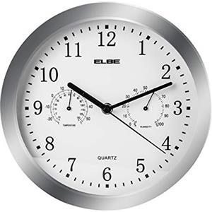 Elbe RELOJ PARED ANALOGICO PLATA 25CM TEMP/HUMEDAD Argento