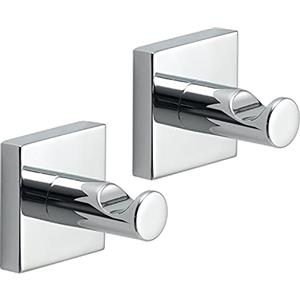 Gedy Manila, 2 Appendi Abiti, Colore Cromo, Porta Abiti Realizzati in Acciaio Inox 304, Cromall e Vetro Satinato, Garanzia 15 Anni, Misure 4,7 x 4,7 x 4,8 CM e Peso 0,1 kg, Design R&S