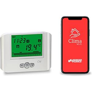 VEMER VE787100 CW - Termostato WIFI da Parete, Alimentazione 230V, Cronotermostato Controllabile a Distanza Tramite APP, Bianco