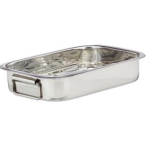 Relaxdays Teglia da Forno con Griglia, S, Pirofila in Acciaio Inox, Rostiera, Casseruola, Lavabile in Lavastoviglie, Color Argento