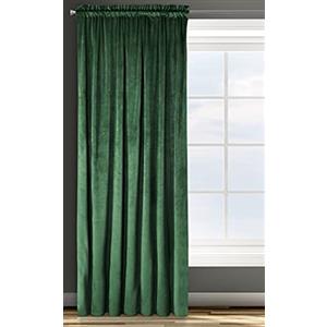Eurofirany ROSA Tenda in Velluto con Fettuccia Arricciatenda - 1 Unità, Soffice, Pannello, Drappo Classico, Glamour, Elegante, Soggiorno, Camera da Letto, 290 g/m2, 135x300 cm, Verde Scuro