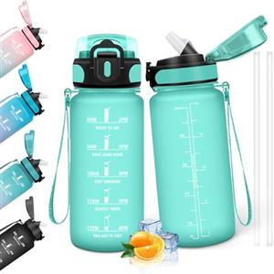 HoneyHolly Borraccia 500Ml, Senza BPA & A Prova di Perdita, Borraccia con Cannuccia, Reutilizables, Borraccia Scuola Elementare, Borraccia Motivazionale per Scuola, Palestra, Ufficio, Running