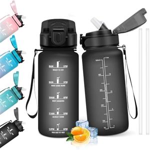HoneyHolly Borraccia 500Ml, Senza BPA & A Prova di Perdita, Borraccia con Cannuccia, Reutilizables, Borraccia Scuola Elementare, Borraccia Motivazionale per Scuola, Palestra, Ufficio, Running