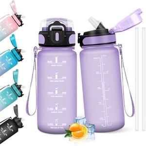HoneyHolly Borraccia 500Ml, Senza BPA & A Prova di Perdita, Borraccia con Cannuccia, Reutilizables, Borraccia Scuola Elementare, Borraccia Motivazionale per Scuola, Palestra, Ufficio, Running