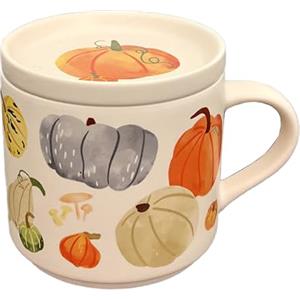 Puckator Set Tazza in Porcellana e Sottobicchiere/Coperchio - Zucca - The, Colazione, Caffè