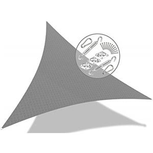 VOUNOT Tenda da Sole per Esterno, 3.6x3.6x3.6 m Vela Ombreggiante Triangolare con Kit di Fissaggio, Tenda a Vela, Traspirante HDPE Protezione UV, per Giardino, Balcone, Terrazza, Grigio