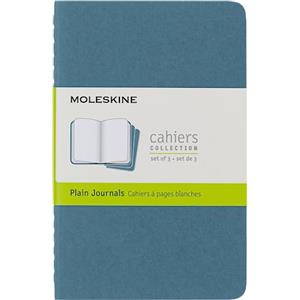 Moleskine Cahier Journal, Set 3 Quaderni con Pagine Bianche, Copertina in Cartoncino con Cucitura in Cotone Visibile, Colore Blu (Vivace), Formato Pocket 9 x 14 cm, 124 Pagine