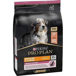 Purina Pro Plan Optiderma Medium e Large Adult 7+ Crocchette Cani, 4 Confezioni da 3 kg