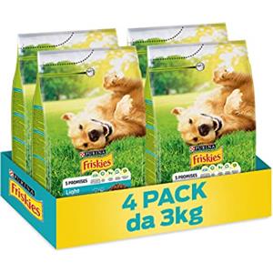 Friskies PURINA FRISKIES Light 5 Promesse Crocchette per Cani Adulti con Pollo e Verdure 4 Sacchi da 3kg