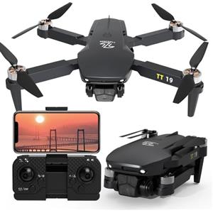 TTROARDS Brushless Drone con Fotocamera per Adulti Funzione di Evitamento Ostacoli Obiettivo Regolabile Protezione dal Vento Un Tocco di Decollo/Atterraggio Altitudine Mini Drones Pieghevole RC TT19