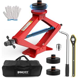 IMAYCC 2.5T Cric Auto per Tesla Model Y Model 3/Y/S/X, 2500KG Cric a Forbice con Accessori di 2 Tampone in Gomma Tesla, Maniglia a Cricchetto e Chiaveecc, Kit Emergenza Auto Per Auto