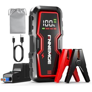 FNNEMGE Avviatore Batteria Auto, 4000A Avviatore Emergenza per Auto (Motori Fino a 8,0L Benzina/ 6,5L Diesell),Avviatore di emergenza, Jump Starter, con di Uscita USB, Luce LED,Schermo Grande HD.