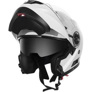 YEMA Casco Modulare Moto Integrale Scooter - YEMA YM-925 Caschi Modulari Motorino Integrali ECE Omologato Donna Uomo con Doppia Visiera Parasole,Bianco, L