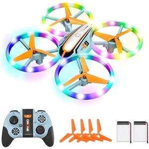LEAPRCSTORE i9 Drone per Bambini, Giocattoli Regali Elicottero Telecomandato con Luci Colorate, RC Quadricottero con Modalità Senza Testa, Funzione Hovering, 3D Flip e 2 Batterie, Regalo Per Ragazzi e Ragazze