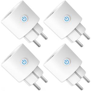 ANTELA Prese Intelligenti Wifi 16A Smart Plug (Type F) con Monitoraggio Energetico, Protezione Sovraccarico, Timer, Regolazione del Programma e Compatibilità con Alexa & Google Home, 4Pz