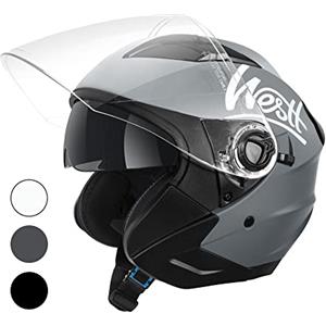 Westt casco moto casco jet doppia visiera omologato ECE 22.06 casco scooter caschi scooter per donna e uomo nero grigio bianco