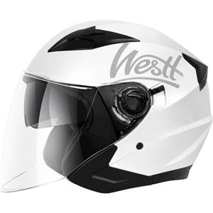 Westt casco moto casco jet doppia visiera omologato ECE 22.06 casco scooter caschi scooter per donna e uomo nero grigio bianco