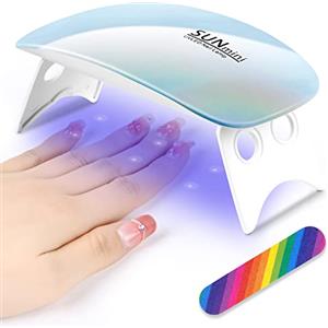 URAQT Portatile Lampade UV, Mini Lampada LED Unghie 6W Asciuga Smalto Gel Unghie con 6 Perline a LED e Lima Unghie, USB Lampada Asciuga Smalto, Pieghevole, Nail Lamp per Uso Domestico e Viaggiare(A)