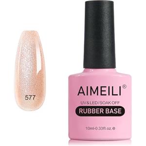AIMEILI Glitter Base Gel Rubber, Smalto Semipermanente per Unghie, Elastico UV/LED Soak Off - Bello Denso e Autolivellante - (577) 10ml