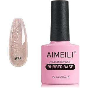 AIMEILI Glitter Rubber Base Gel, Smalto Semipermanente per Unghie, Elastico UV/LED Soak Off - Nude, Bello Denso e Autolivellante - (576) 10ml
