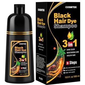Ingbear Shampoo colorante per capelli grigi, Shampoo colorante istantaneo per uomini e donne, Shampoo colorante per capelli neri 3 in 1, Shampoo colorante per capelli, 500ml