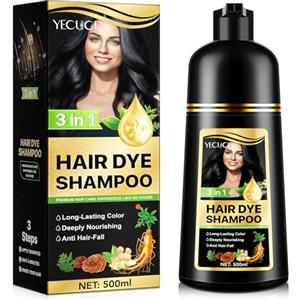 XINSZLIN Shampoo Colorante Per Capelli Grigi 3 In 1 Nero Hair Dye Shampoo Colore Nutriente, Rinforzante E di Lunga Durata per Uomini E Donne, Formula Delicata, 500ml