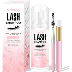 Newvenper Shampoo per ciglia in schiuma per ciglia con spazzola per la pulizia, detergente per ciglia per estensioni ciglia, schiuma per rimuovere residui di trucco 60 ml
