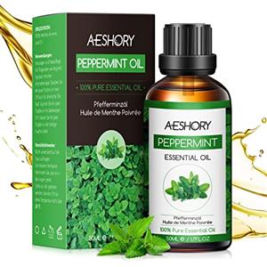 AESHORY Olio Essenziale di Menta Piperita 50ml - 100% Puri Naturali Oli Essenziali per Diffusori, Aromaterapia, Massaggio, Cura della Pelle, Relax
