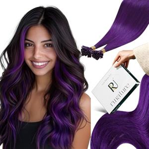 RUNATURE Viola Extension Capelli Veri Cheratina 50 cm 25s 25g Hot Fusion Extension Capelli Cheratina 1 grammo Lisci #Purple