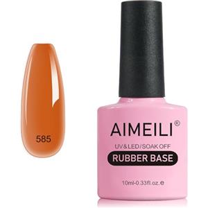 AIMEILI Autunno Rubber Base Gel, Giallo Marrone Smalto Semipermanente per Unghie, Elastic Base Rubber Gel UV/LED Soak Off Gel Nail Polish - Bello Denso e Autolivellante - (585) 10ml
