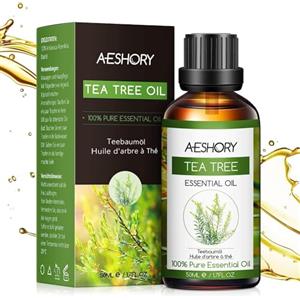 AESHORY Tea Tree Oil Puro 50ml, Olio Essenziale Tea Tree 100% Naturale Olio di Albero Del Tè per Viso, Corpo, Capelli, Unghie, Massaggio, Aromaterapia e Diffusore, Anti Acne, Brufoli, Punti Neri