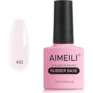 AIMEILI Rubber Base Gel Rosa Smalto Semipermanente Colori Nude per Unghie in UV LED Soak Off Gel Nail Gel Polish - (433) 10ML