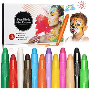 Beesjuy Truccabimbi, 12 Body Painting Colori, Face Painting Bambini, Trucchi Truccabimbi, Colori per Pancia Gravidanza Sicuro, per Carnevale e Cosplay, Face Paint Lavabili, Per Bambini per Natale Halloween