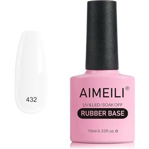 AIMEILI Rubber Base Gel Semipermanente per Unghie, Sheer Nude Colore, Long-lasting Elastic, Smalto, Polish UV/LED Soak Off -(432) 10ml
