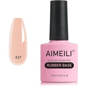 AIMEILI Rubber Base Gel Rosa Smalto Semipermanente Colori Nude per Unghie in UV LED Soak Off Gel Nail Gel Polish - (437) 10ML