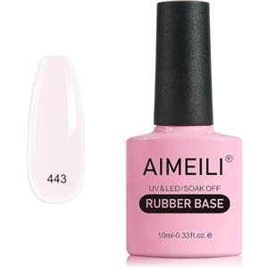 AIMEILI Rubber Base Gel Rosa Smalto Semipermanente Colori Nude per Unghie in UV LED Soak Off Gel Nail Gel Polish - (443) 10ML