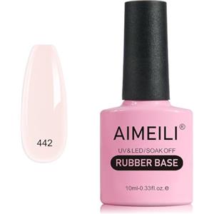 AIMEILI Rubber Base Gel Rosa Smalto Semipermanente Colori Nude per Unghie in UV LED Soak Off Gel Nail Gel Polish - (442) 10ML