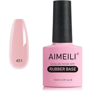 AIMEILI Rubber Base Gel Rosa Smalto Semipermanente Nude per Unghie in UV LED Soak Off Gel Nail Gel Polish - (451) 10ml