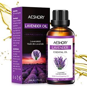 AESHORY Olio Essenziale di Lavanda 50ml, 100% Puro e Naturale Oli Essenziali Aromaterapia per Diffusori, SPA, Massaggio, Cura della Pelle, Relax, Sonno