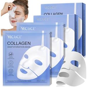 JCZQDRPC 2 Pack maschera collagene viso, Maschera Viso al Collagene, maschera viso collagene, Bio Collagen Face Overnight, Maschera per il viso al collagene per idratare, idratare