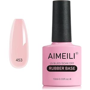 AIMEILI Rubber Base Gel Rosa Smalto Semipermanente Colori Nude per Unghie in UV LED Soak Off Gel Nail Gel Polish - (453) 10ml